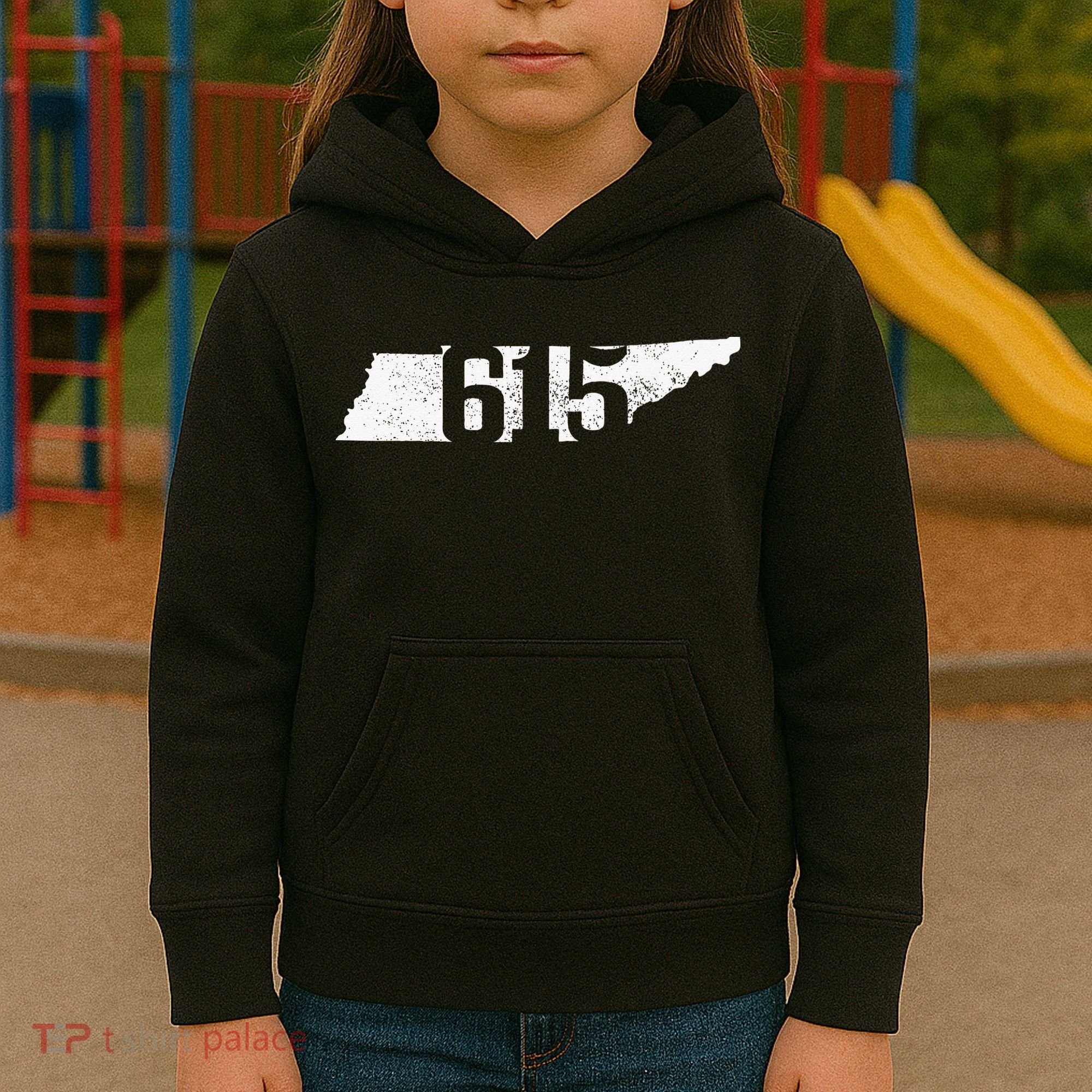 Nashville 615 Area Code Tennessee State Map Pride Music City Kids Hoodie
