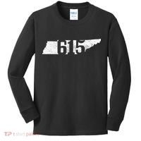 Nashville 615 Area Code Tennessee State Map Pride Music City Kids Long Sleeve Shirt thumb 0