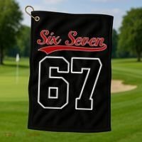 Number 67 Six Seven Baseball Jersey Style Team 67 Golf Towel thumb 1