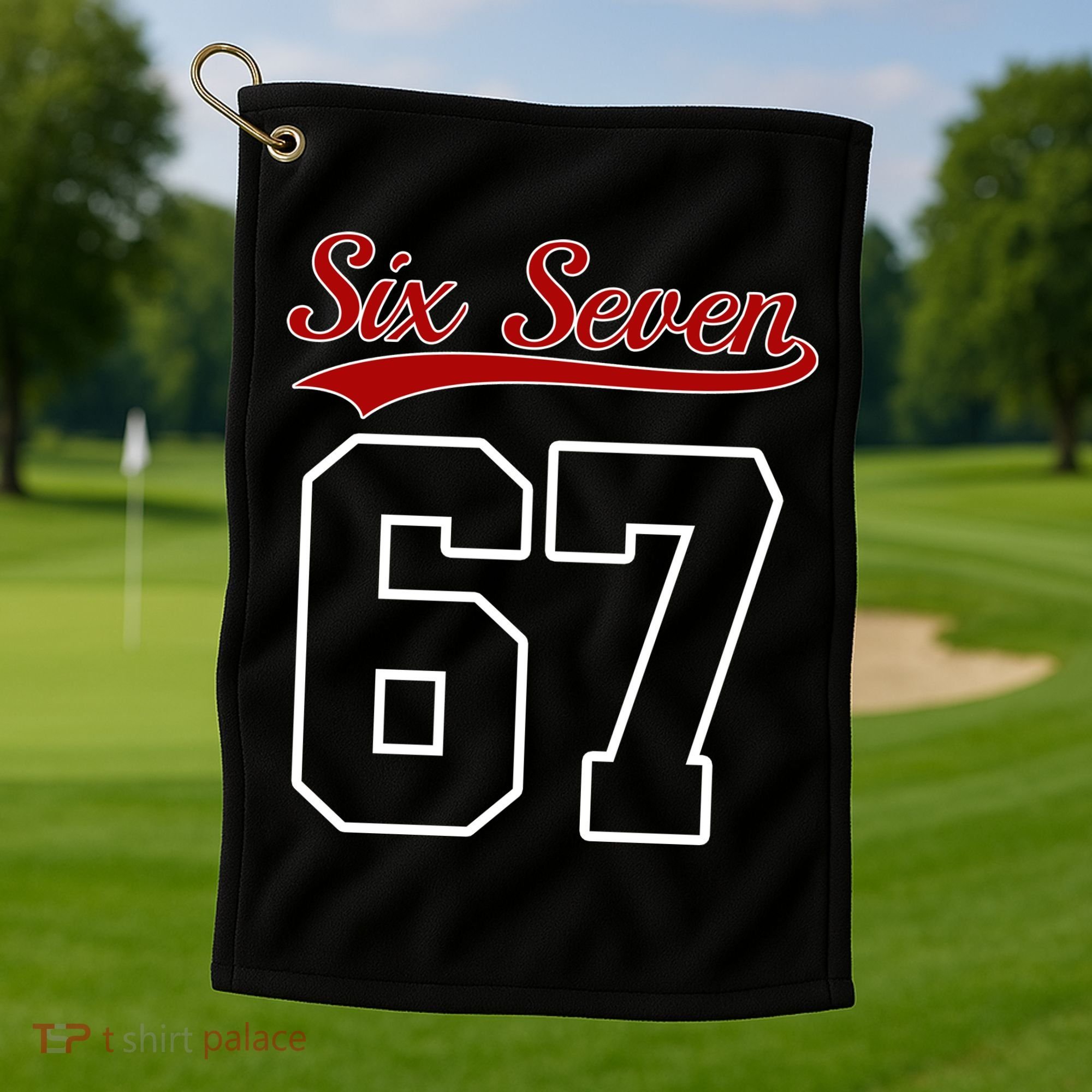 Number 67 Six Seven Baseball Jersey Style Team 67 Golf Towel