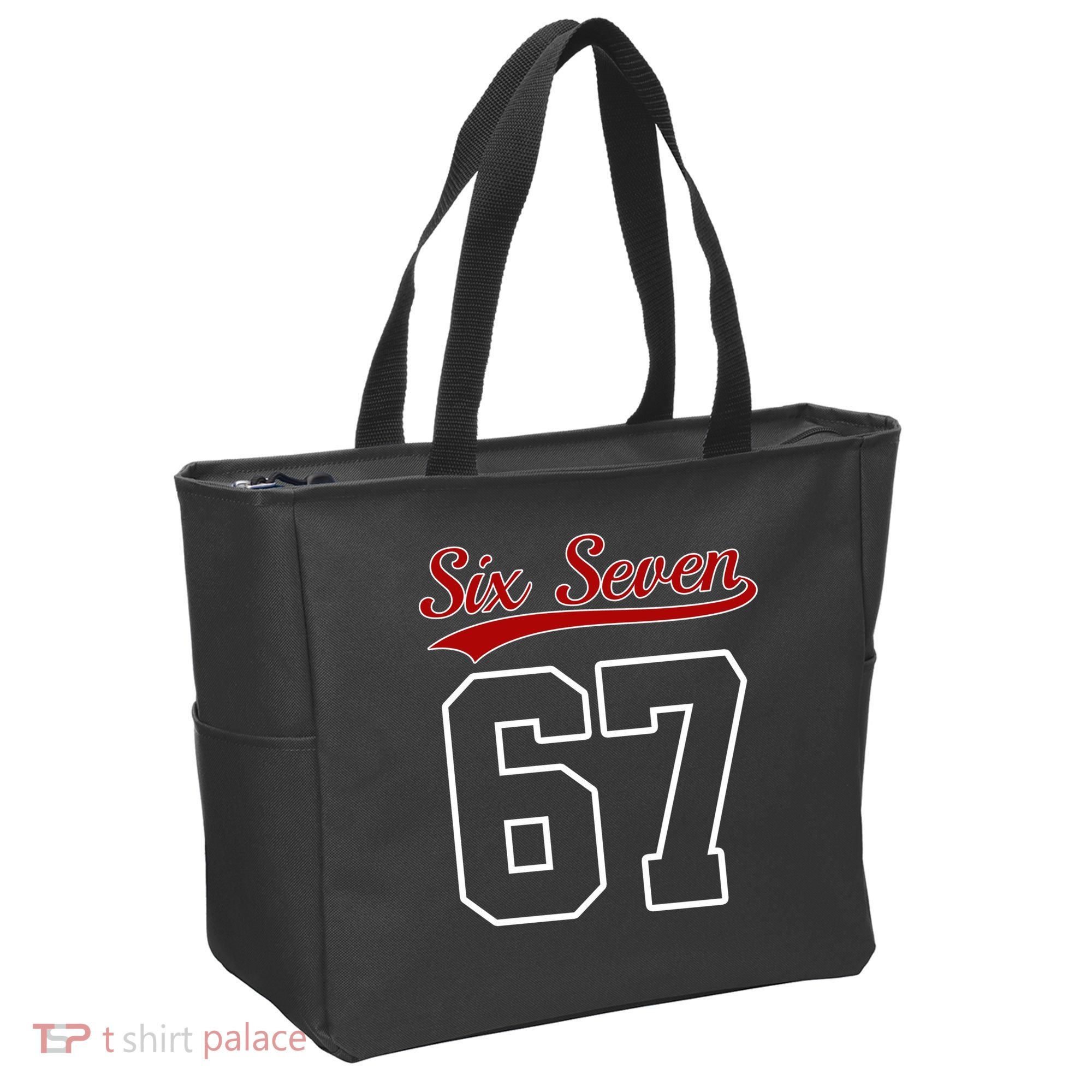 Number 67 Six Seven Baseball Jersey Style Team 67 Tote Bag