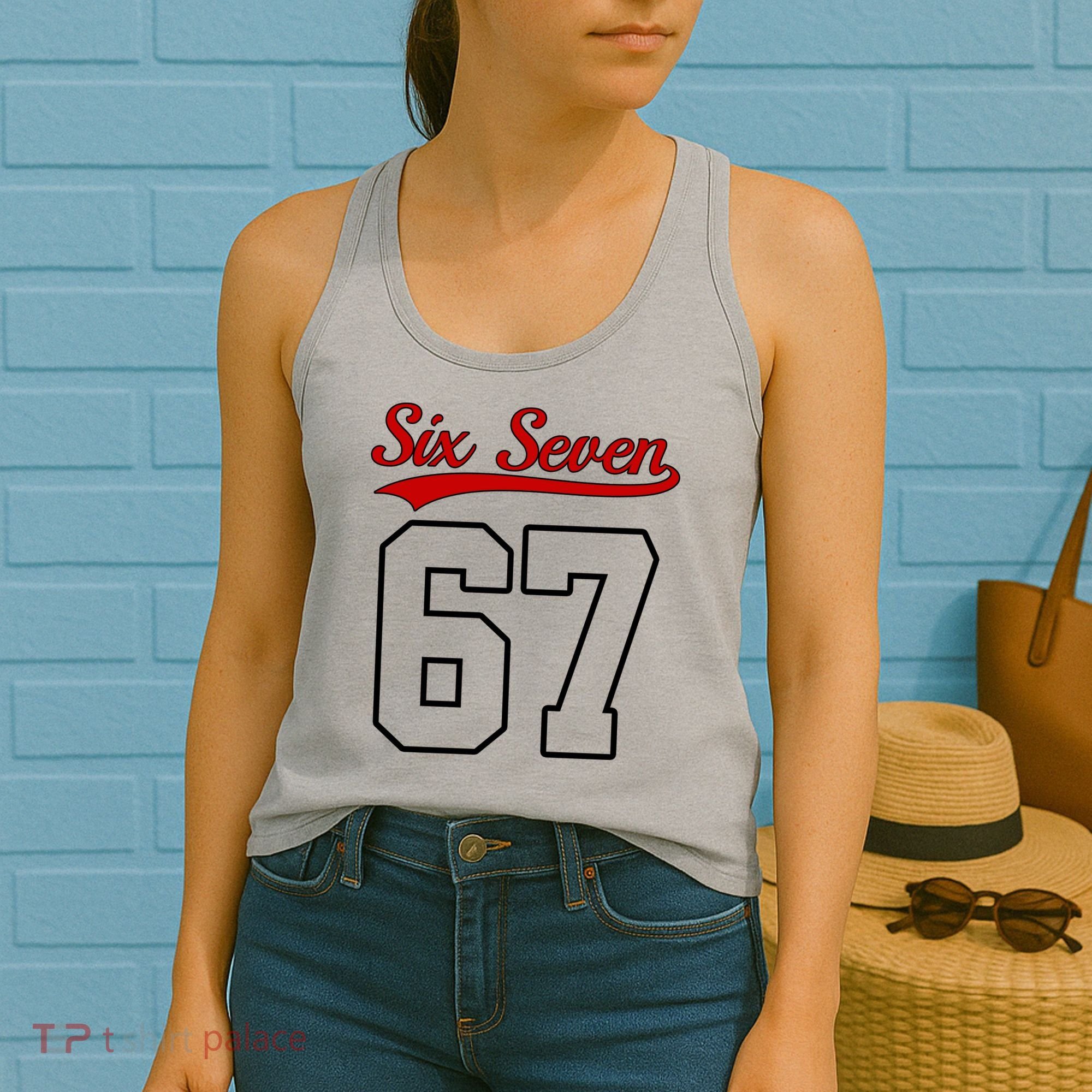 Number 67 Six Seven Baseball Jersey Style Team 67 Women's Tank Top