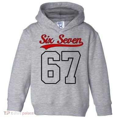 Number 67 Six Seven Baseball Jersey Style Team 67 Toddler Hoodie