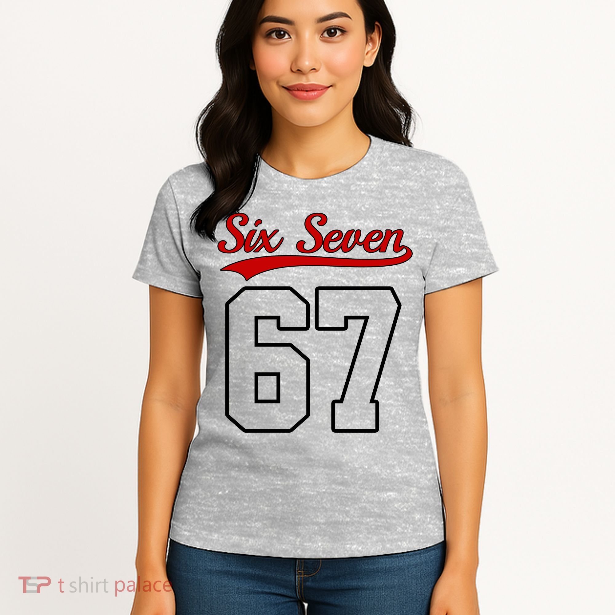 Number 67 Six Seven Baseball Jersey Style Team 67 Women's T-Shirt