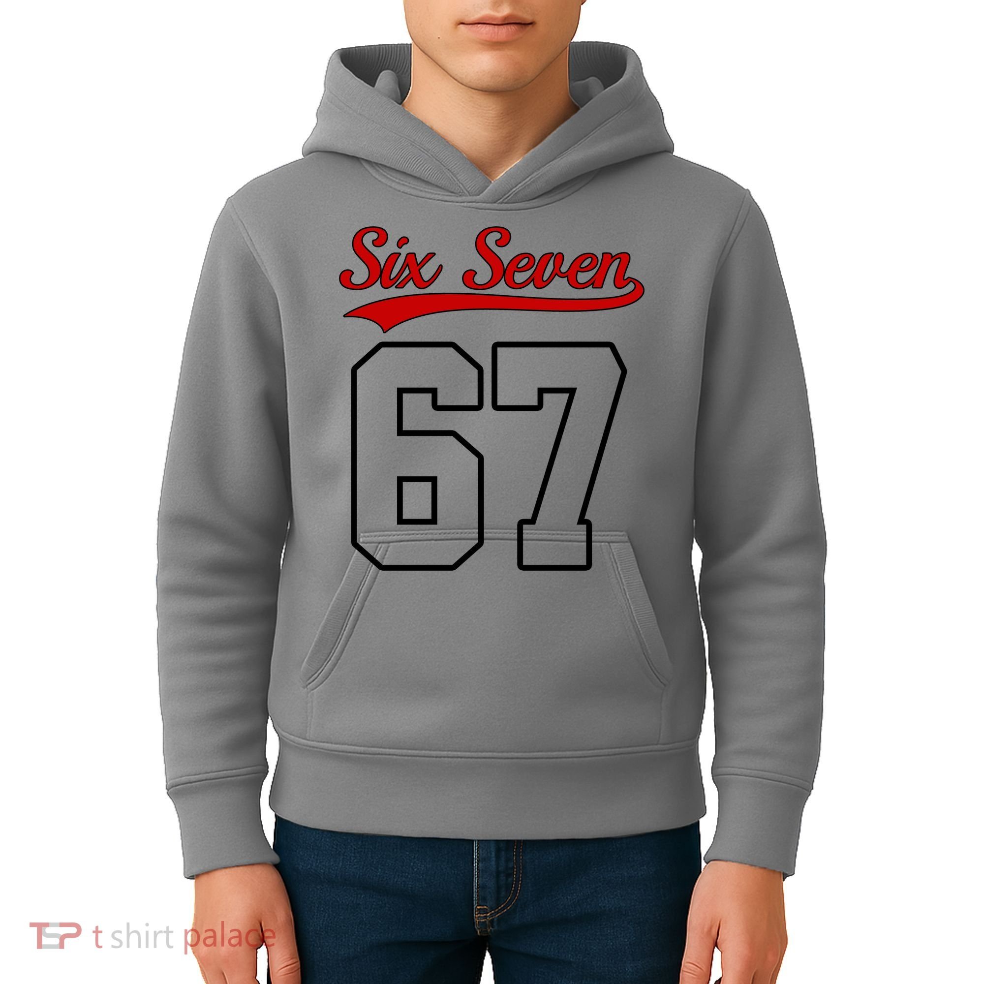 Number 67 Six Seven Baseball Jersey Style Team 67 Kids Hoodie