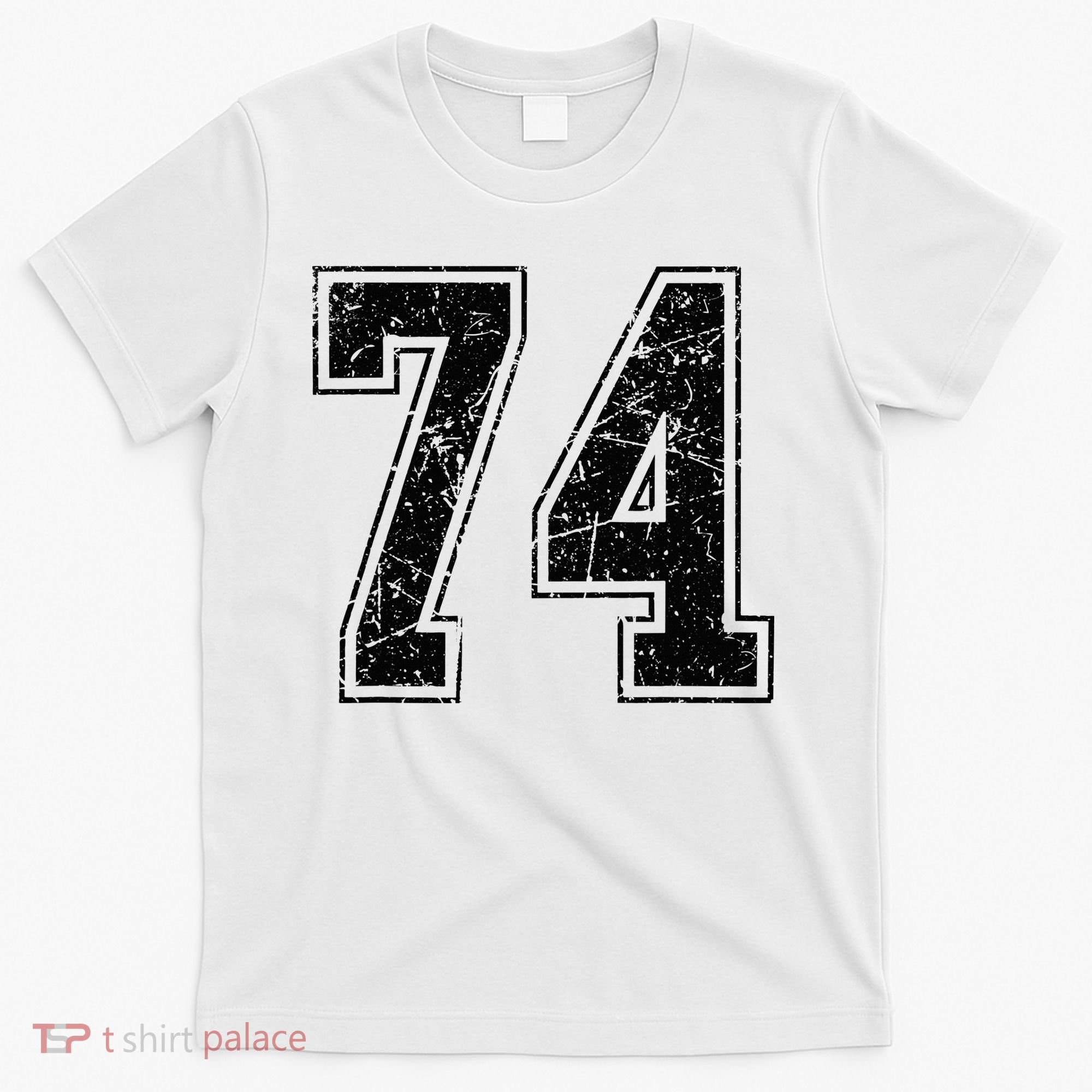 Number 74 Distressed Grunge Vintage Jersey Team Fan T-Shirt