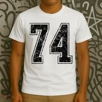 Number 74 Distressed Grunge Vintage Jersey Team Fan T-Shirt thumb 3