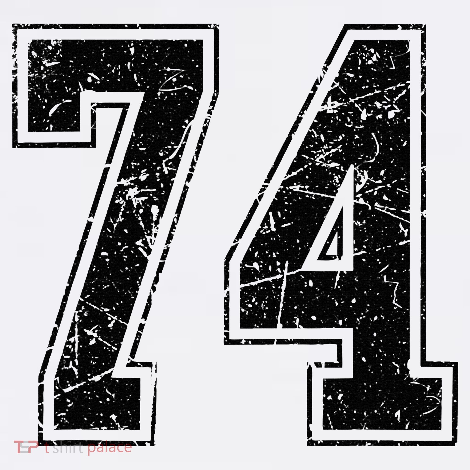 Number 74 Distressed Grunge Vintage Jersey Team Fan T-Shirt