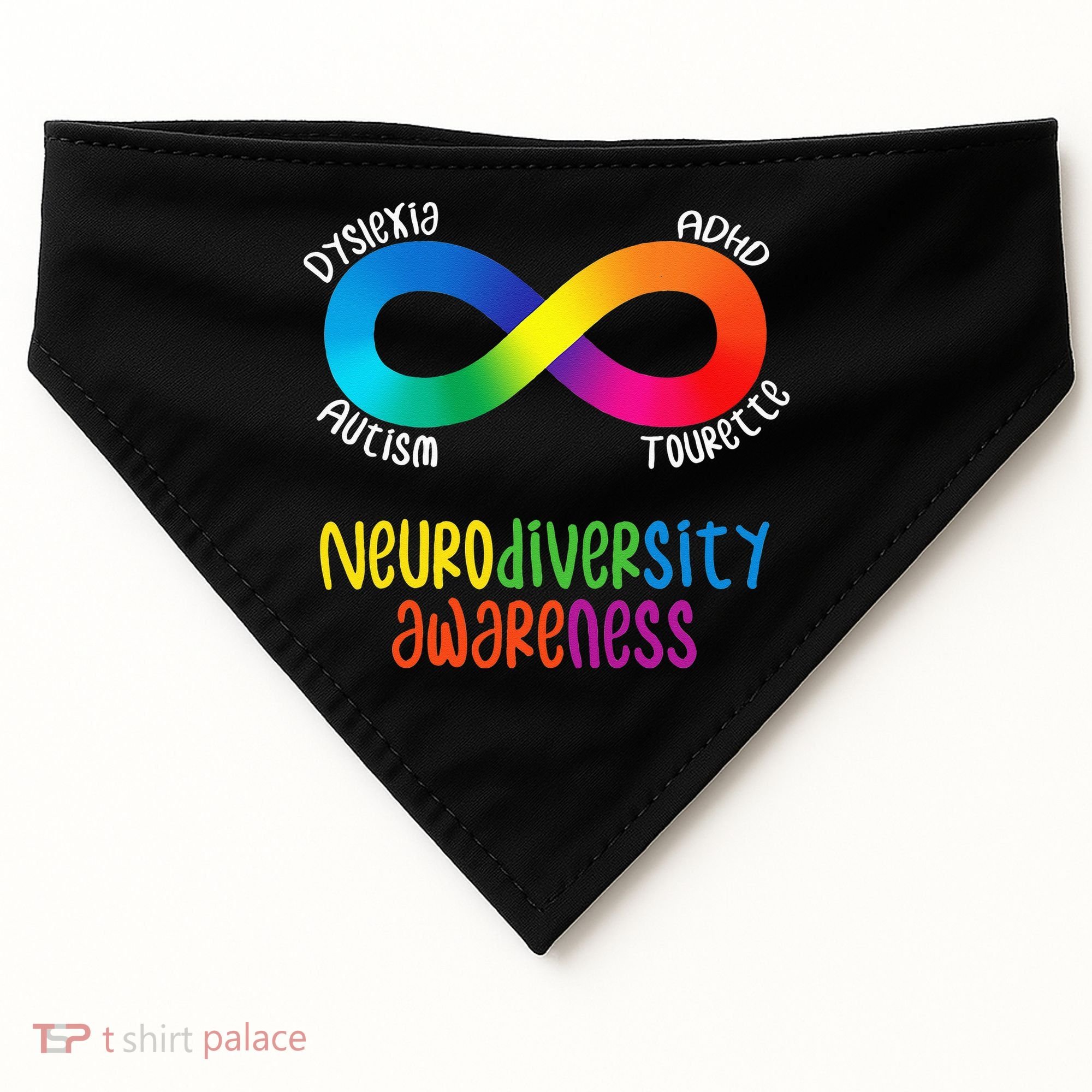Neurodiversity Awareness ADHD Autism Dyslexia Tourette USA-Made Doggie Bandana