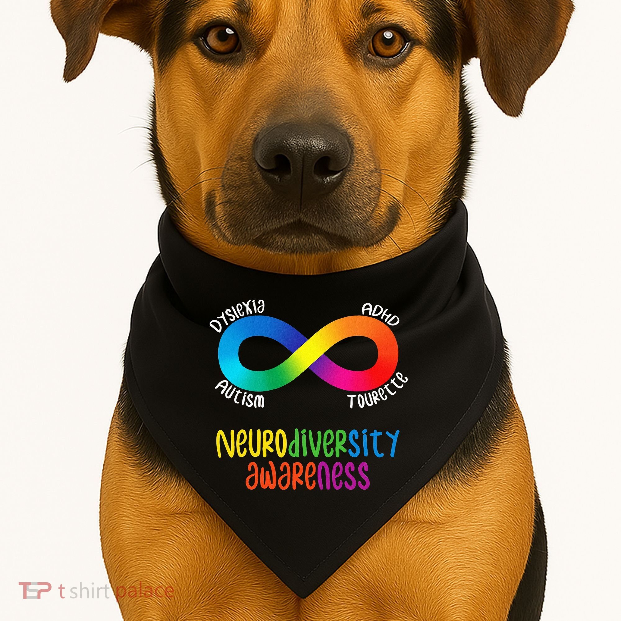Neurodiversity Awareness ADHD Autism Dyslexia Tourette USA-Made Doggie Bandana