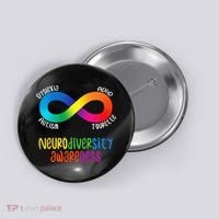 Neurodiversity Awareness ADHD Autism Dyslexia Tourette Button thumb 0