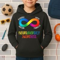 Neurodiversity Awareness ADHD Autism Dyslexia Tourette Kids Hoodie thumb 2