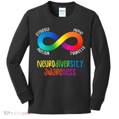 Neurodiversity Awareness ADHD Autism Dyslexia Tourette Kids Long Sleeve Shirt
