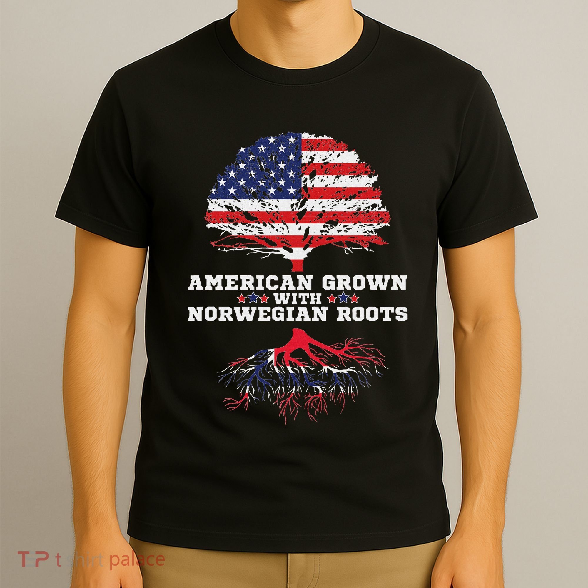 Norwegian American American Grown With Norway Roots T-Shirt