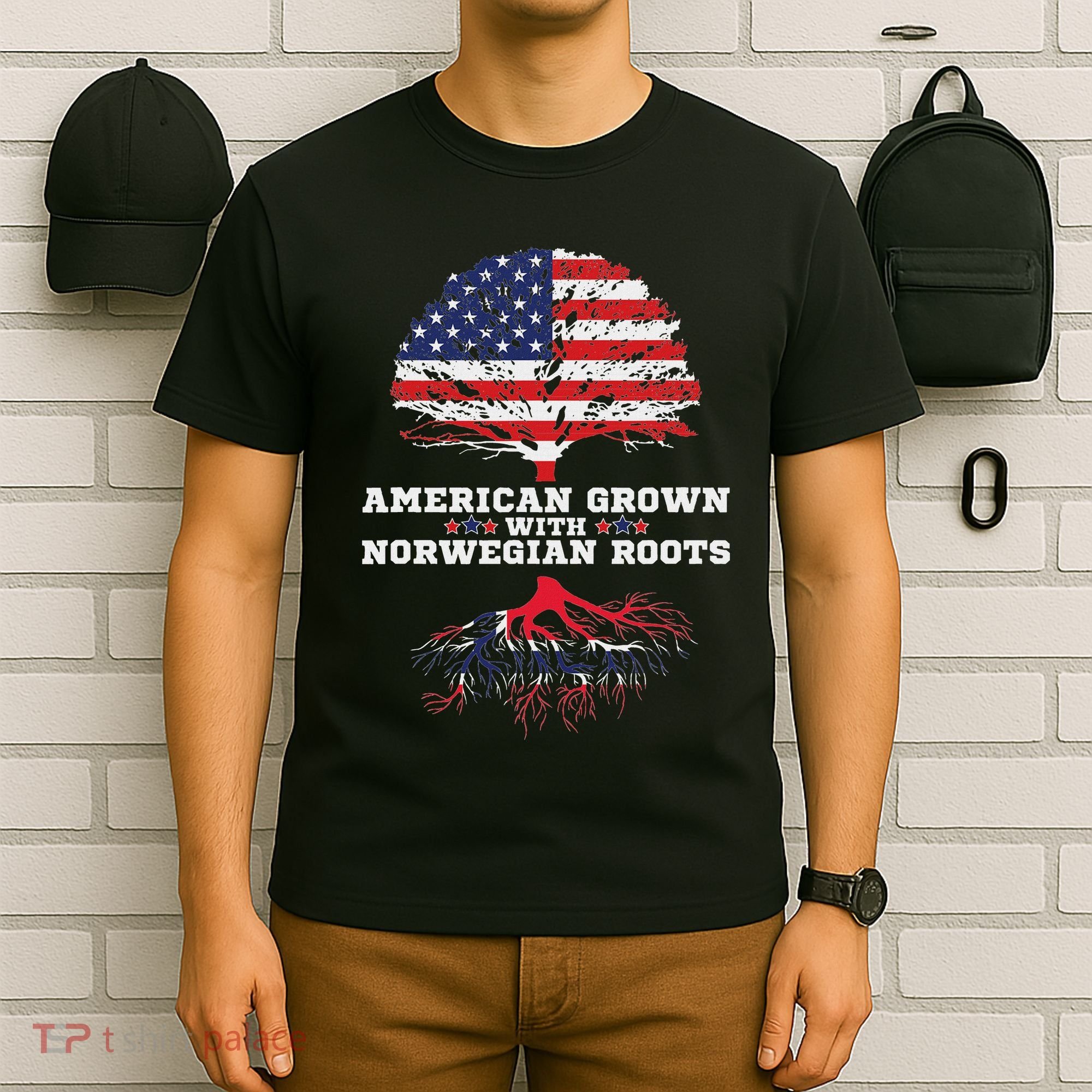Norwegian American American Grown With Norway Roots T-Shirt