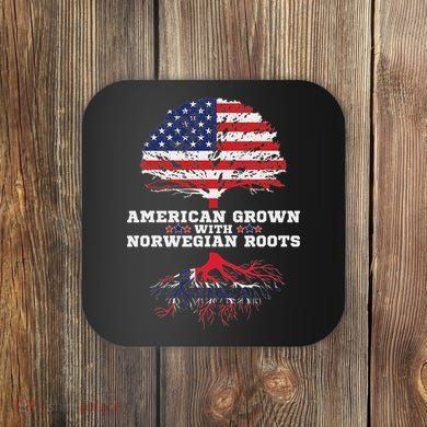 Norwegian American American Grown With Norway Roots Coaster