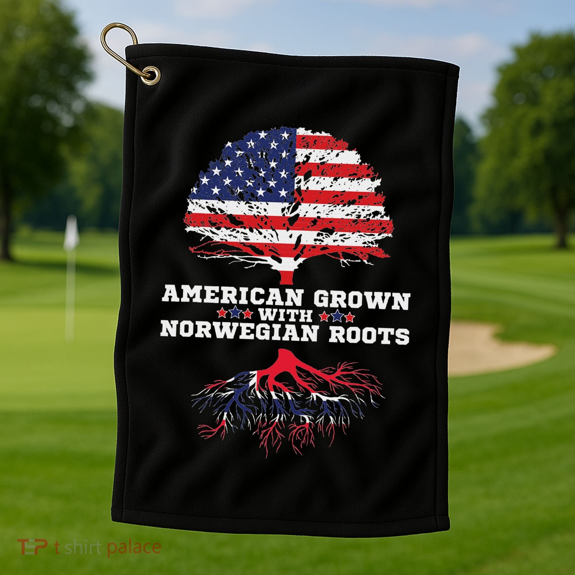Norwegian American American Grown With Norway Roots Golf Towel