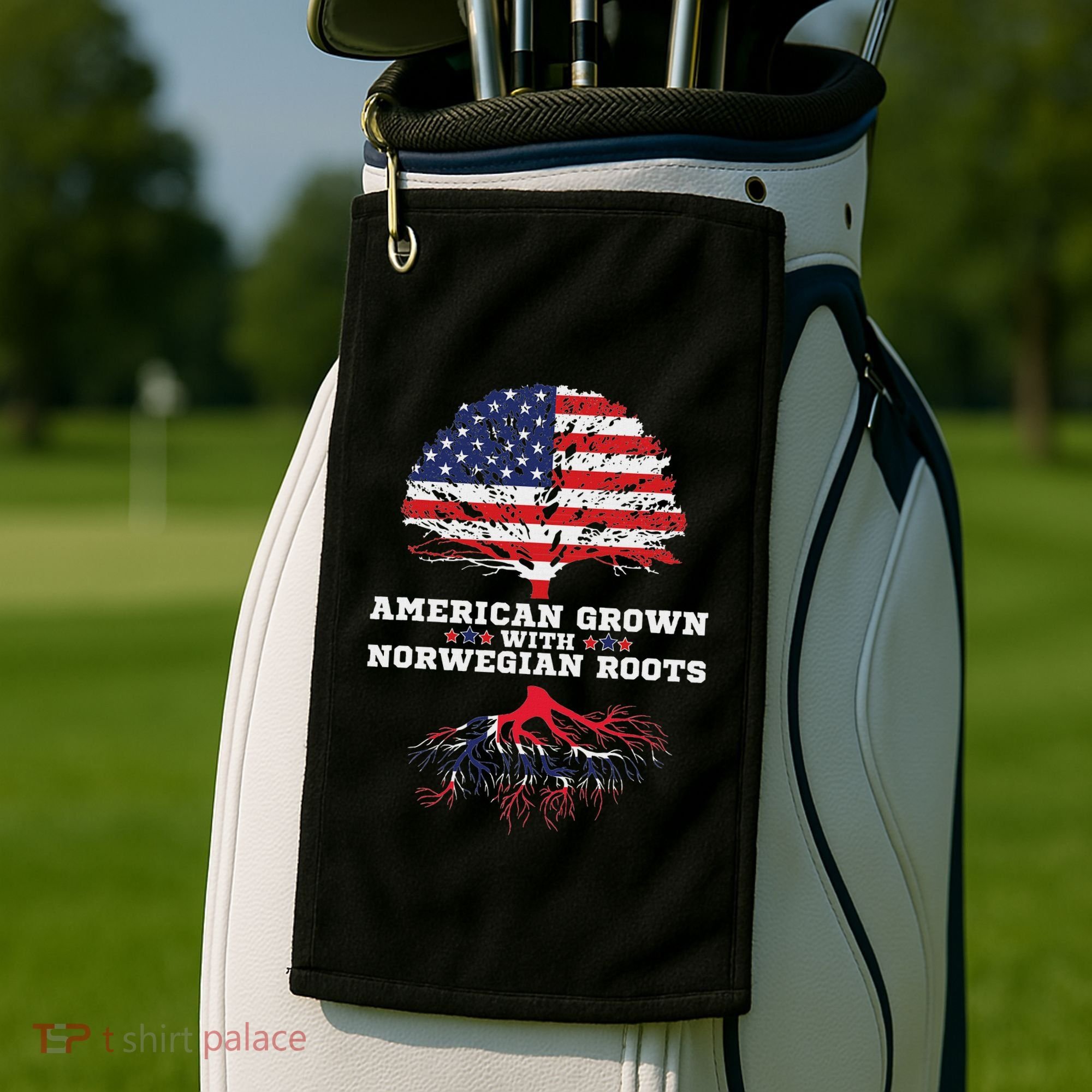 Norwegian American American Grown With Norway Roots Golf Towel
