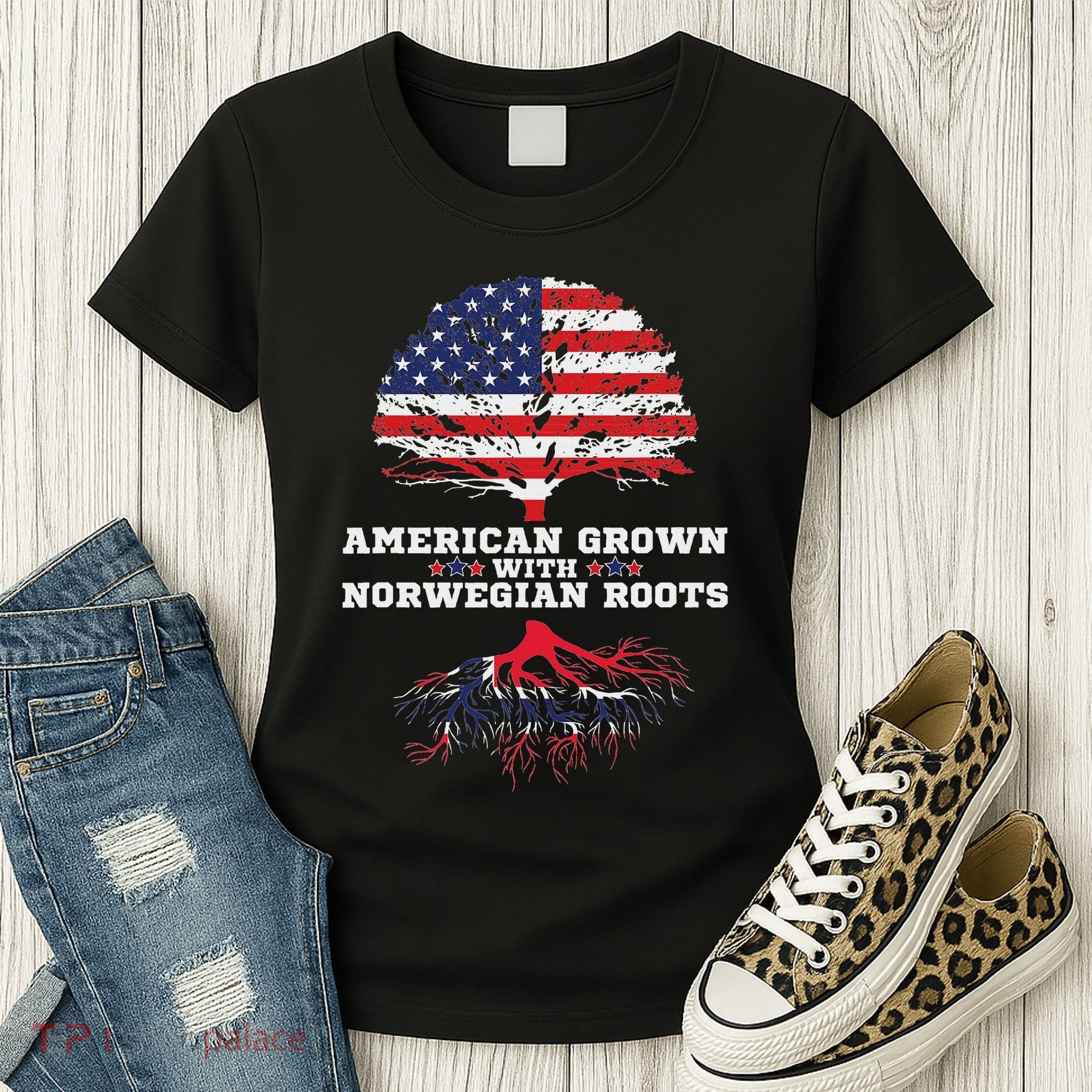 Norwegian American American Grown With Norway Roots Women's T-Shirt