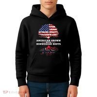 Norwegian American American Grown With Norway Roots Kids Hoodie thumb 4