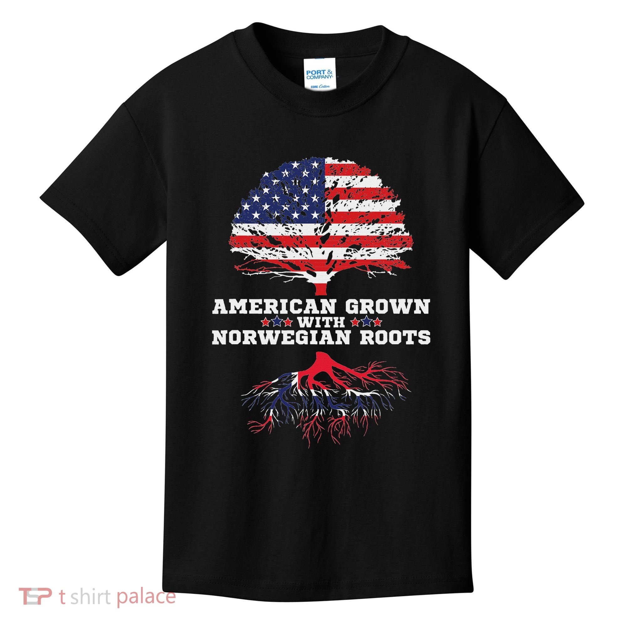 Norwegian American American Grown With Norway Roots Kids T-Shirt