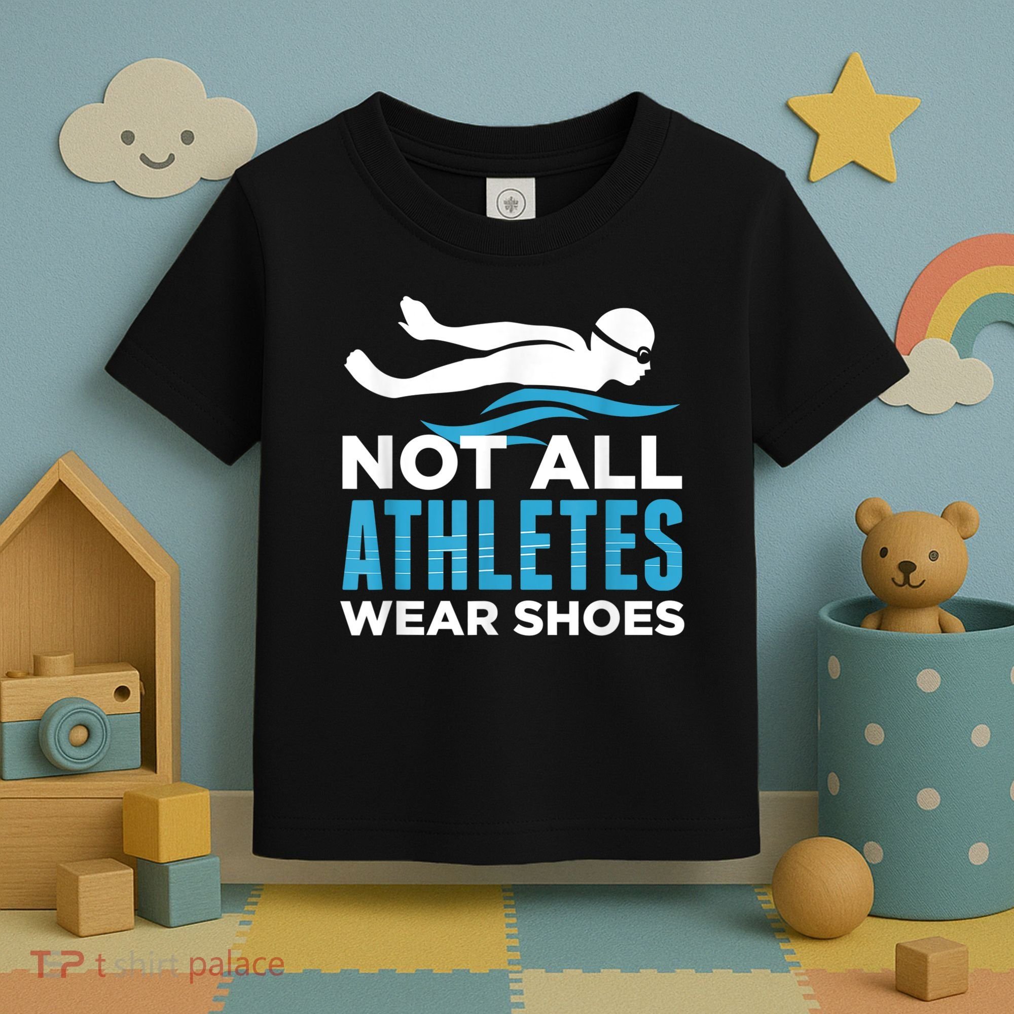 Not All Athletes Wear Shoes Funny Swimmers Idea Toddler T-Shirt
