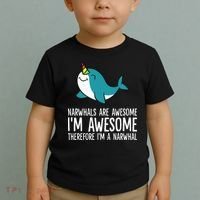 Narwhals Are Awesome. I'm Awesome Therefore I'm a Narwhal Toddler T-Shirt thumb 2