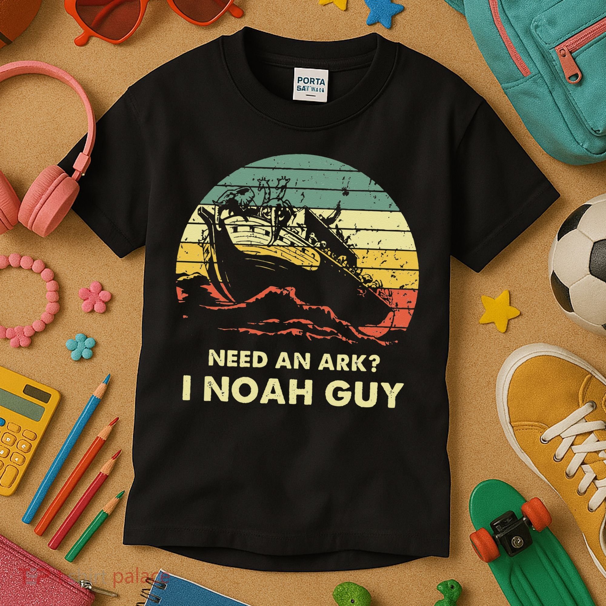 Need An Ark I Noah Guy Christian Jesus Retro Funny Kids T-Shirt