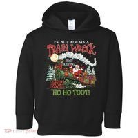Not Always A Train Wreck Christmas Funny Santa Toddler Hoodie thumb 0