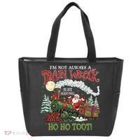 Not Always A Train Wreck Christmas Funny Santa Tote Bag thumb 0