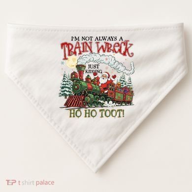 Not Always A Train Wreck Christmas Funny Santa USA-Made Doggie Bandana