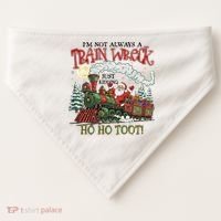 Not Always A Train Wreck Christmas Funny Santa USA-Made Doggie Bandana thumb 0