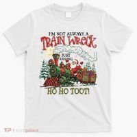 Not Always A Train Wreck Christmas Funny Santa T-Shirt thumb 0