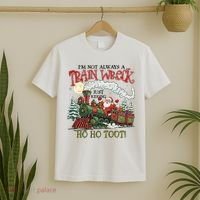 Not Always A Train Wreck Christmas Funny Santa T-Shirt thumb 2