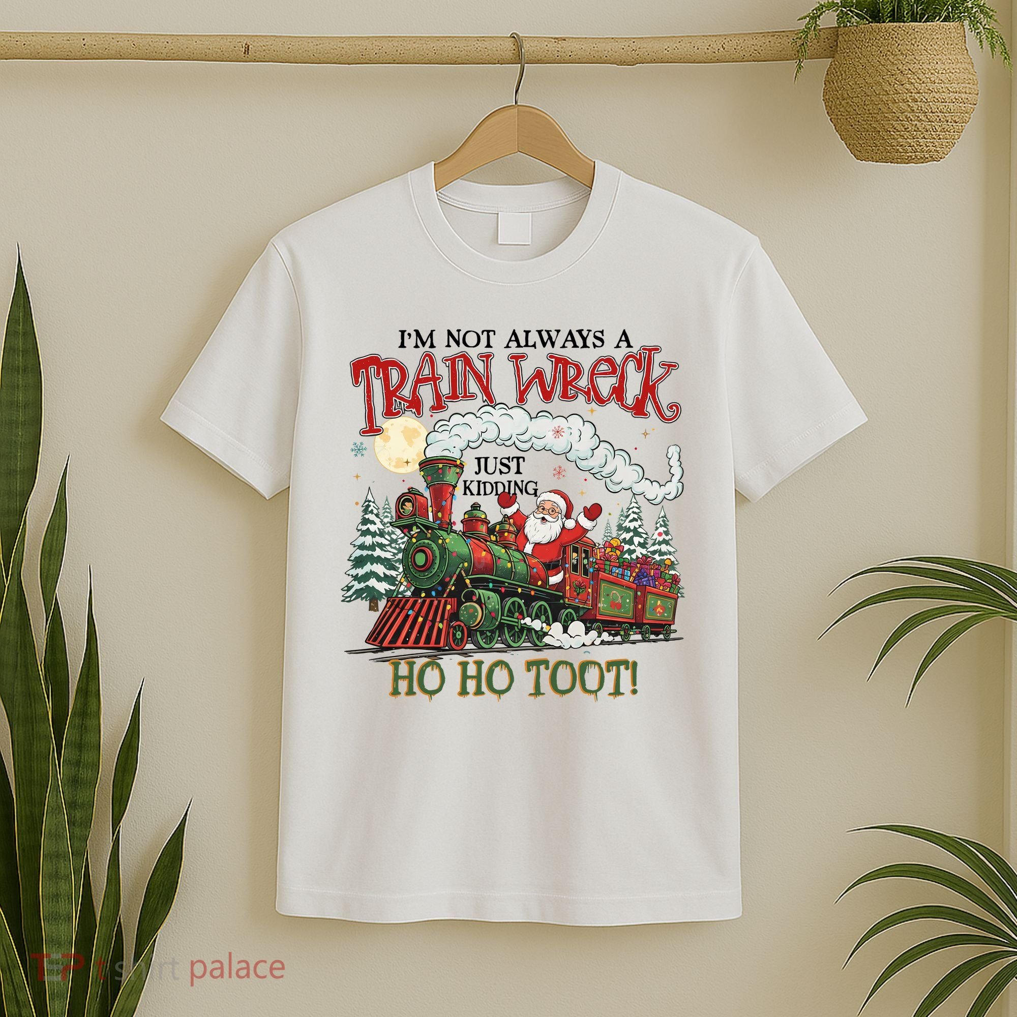 Not Always A Train Wreck Christmas Funny Santa T-Shirt