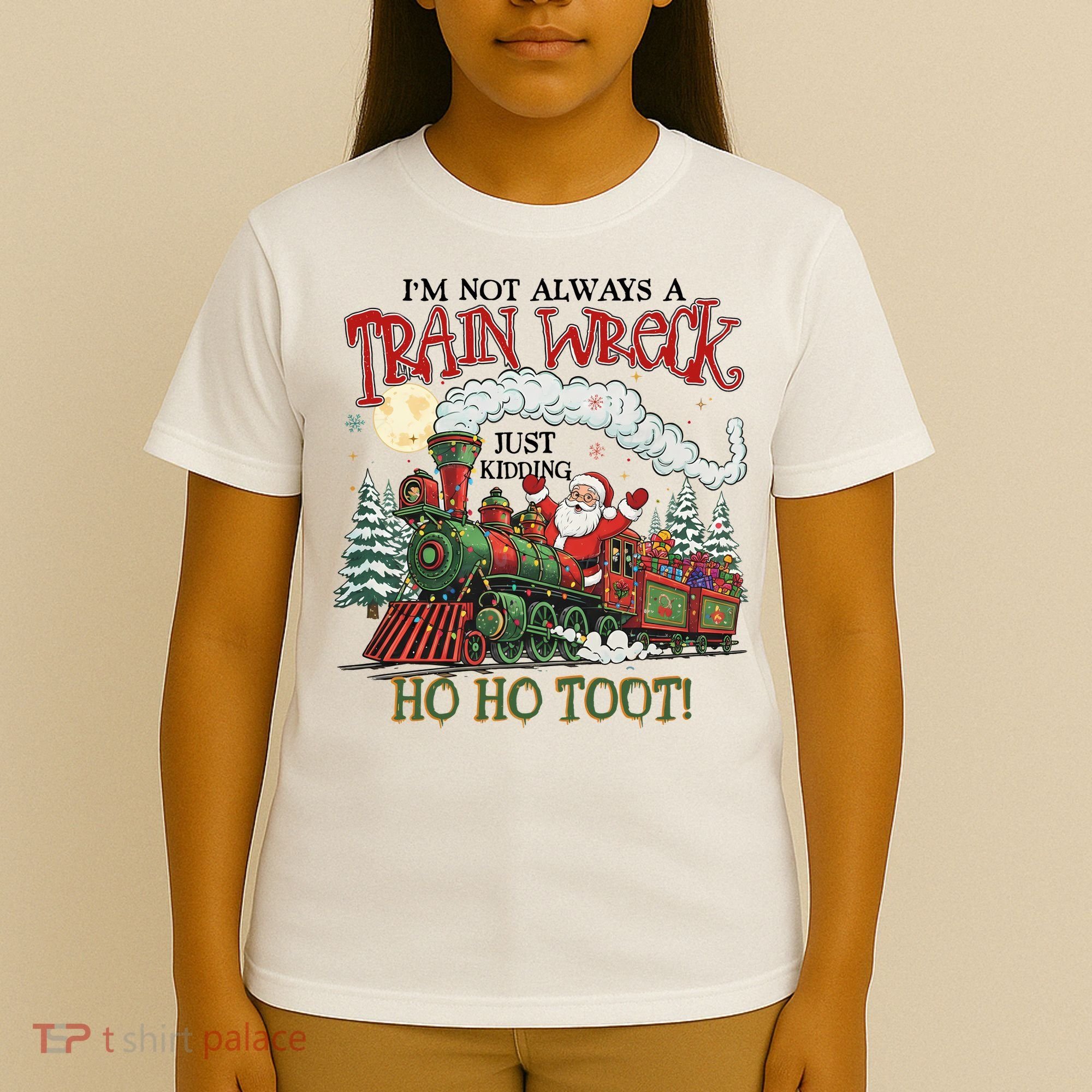 Not Always A Train Wreck Christmas Funny Santa T-Shirt