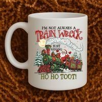 Not Always A Train Wreck Christmas Funny Santa Coffee Mug thumb 2