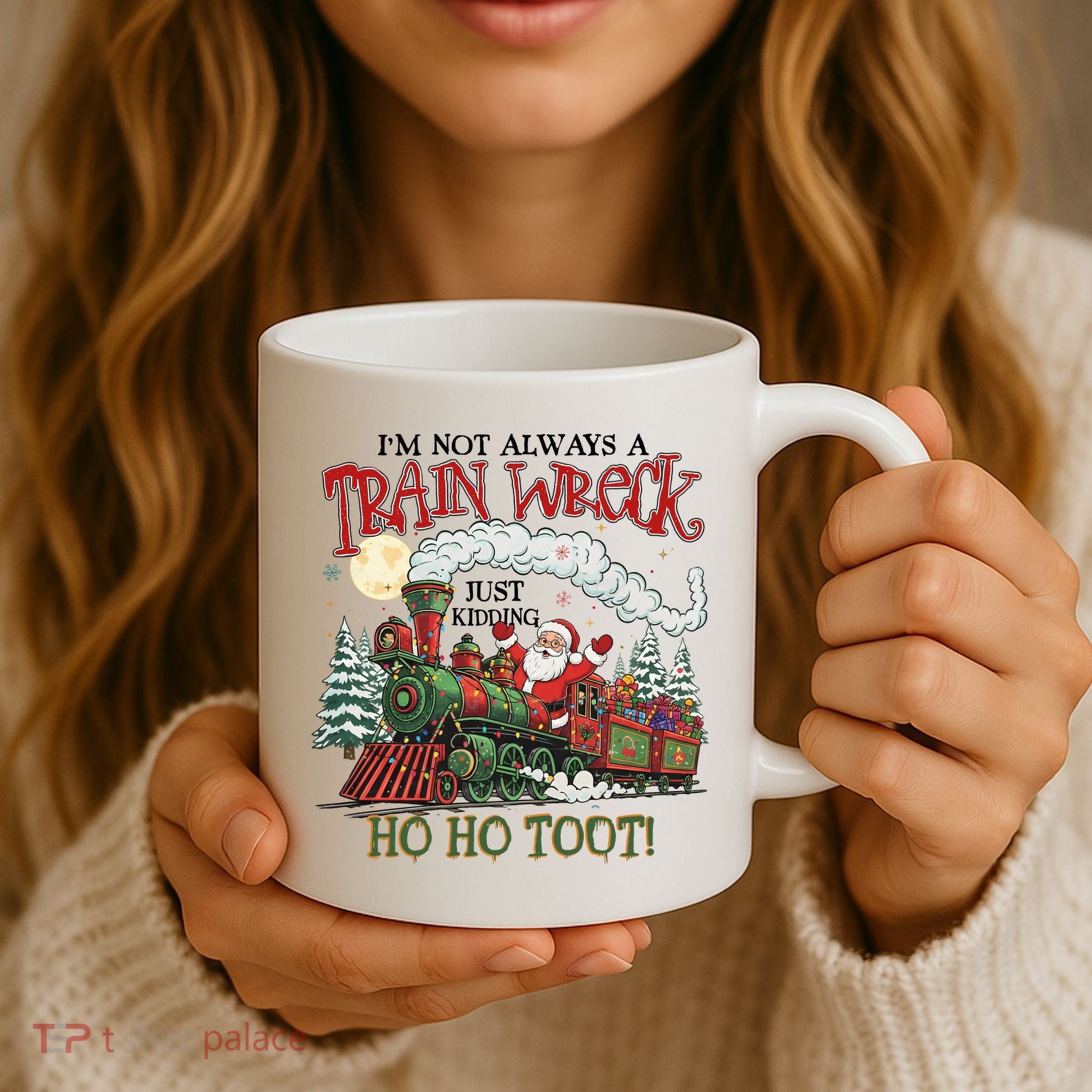 Not Always A Train Wreck Christmas Funny Santa Coffee Mug