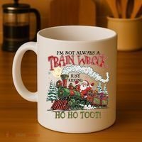 Not Always A Train Wreck Christmas Funny Santa Coffee Mug thumb 4