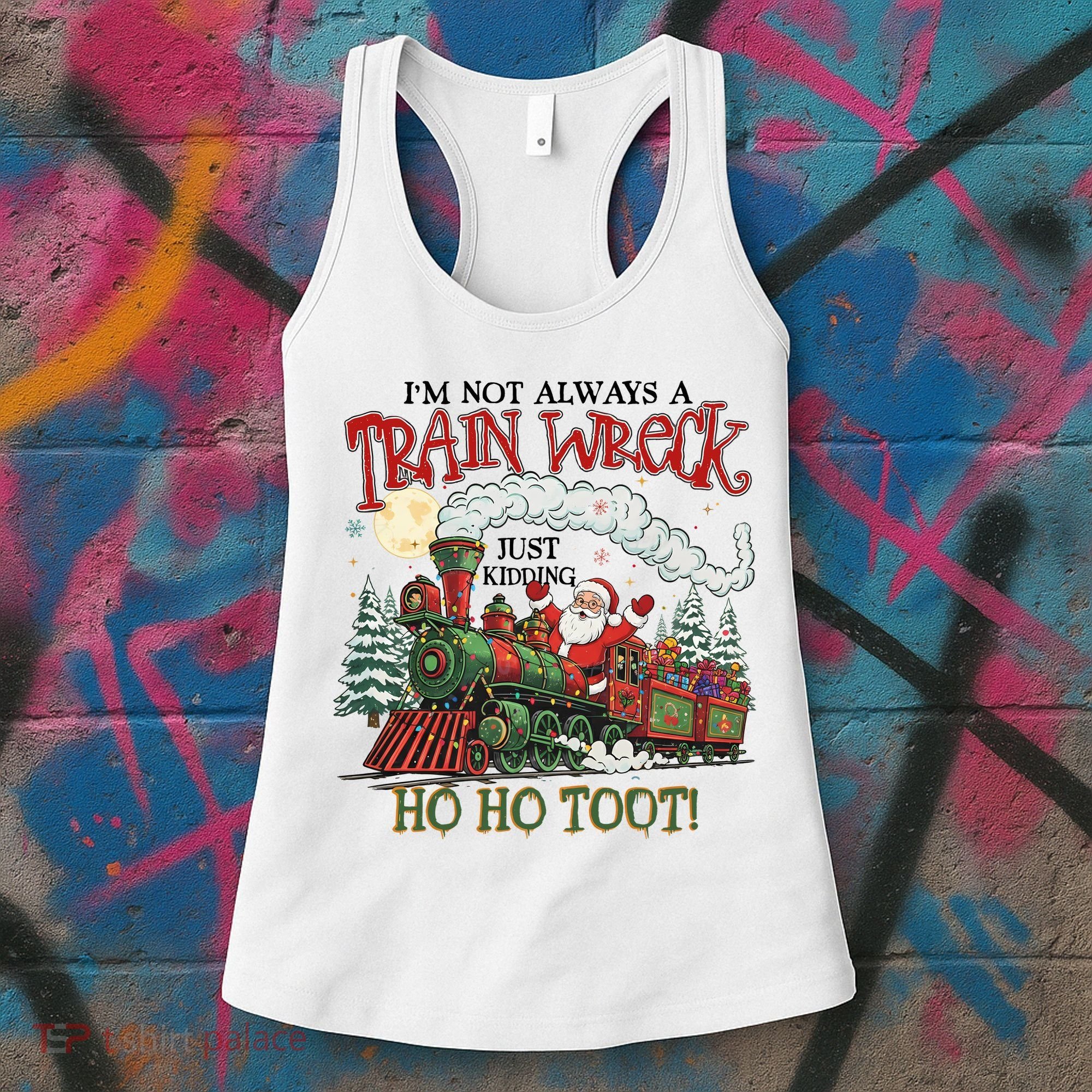 Not Always A Train Wreck Christmas Funny Santa Women's Tank Top