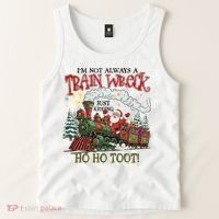 Not Always A Train Wreck Christmas Funny Santa Tank Top thumb 2