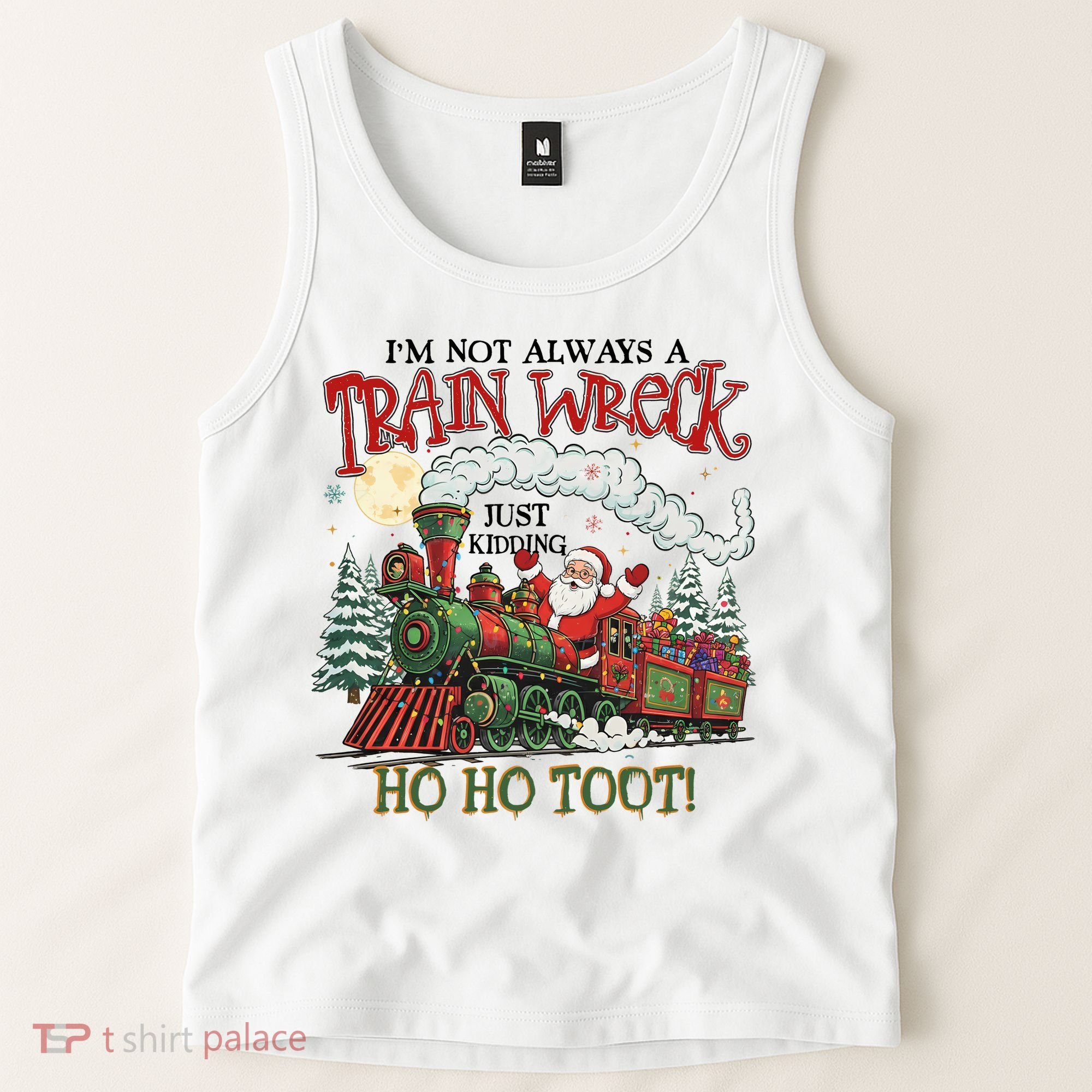 Not Always A Train Wreck Christmas Funny Santa Tank Top