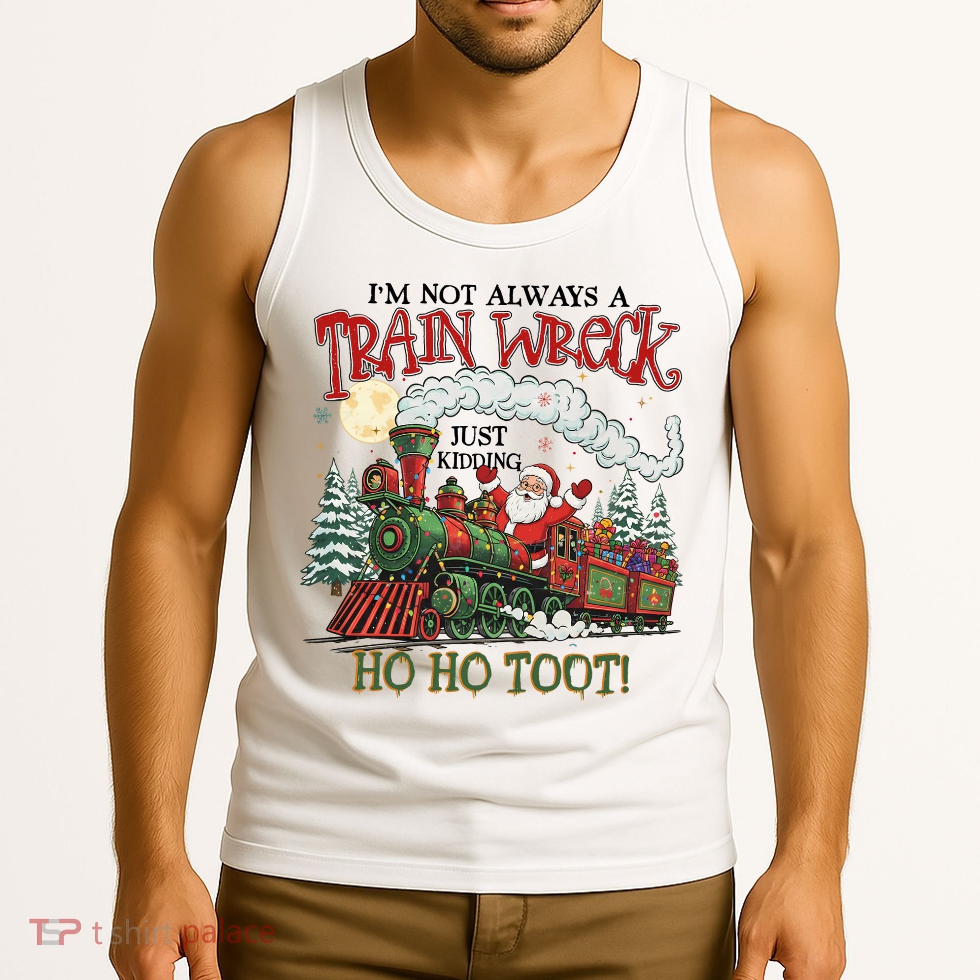 Not Always A Train Wreck Christmas Funny Santa Tank Top