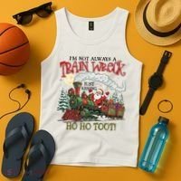Not Always A Train Wreck Christmas Funny Santa Tank Top thumb 4