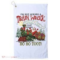 Not Always A Train Wreck Christmas Funny Santa Golf Towel thumb 0