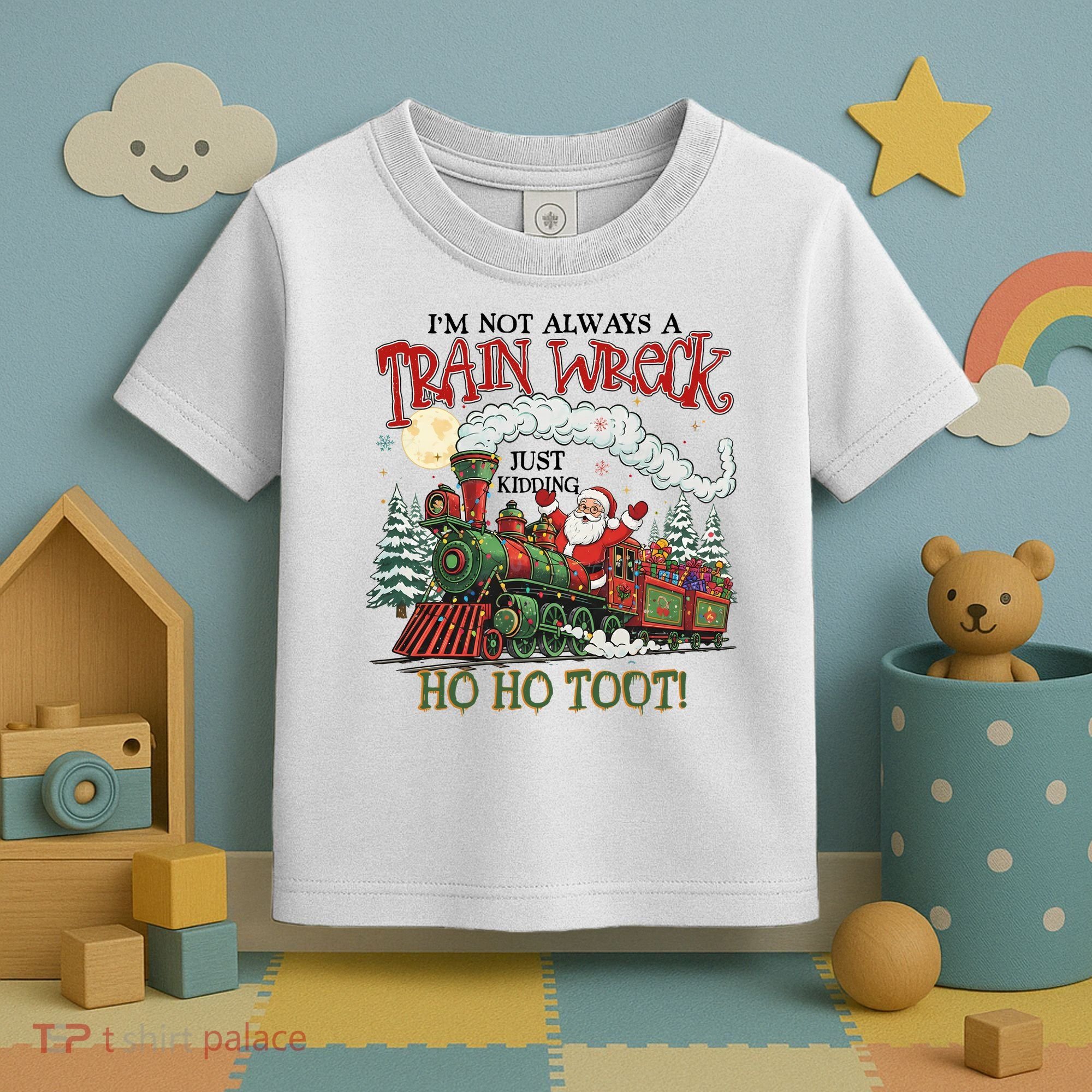 Not Always A Train Wreck Christmas Funny Santa Toddler T-Shirt