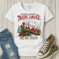 Not Always A Train Wreck Christmas Funny Santa Women's T-Shirt thumb 3