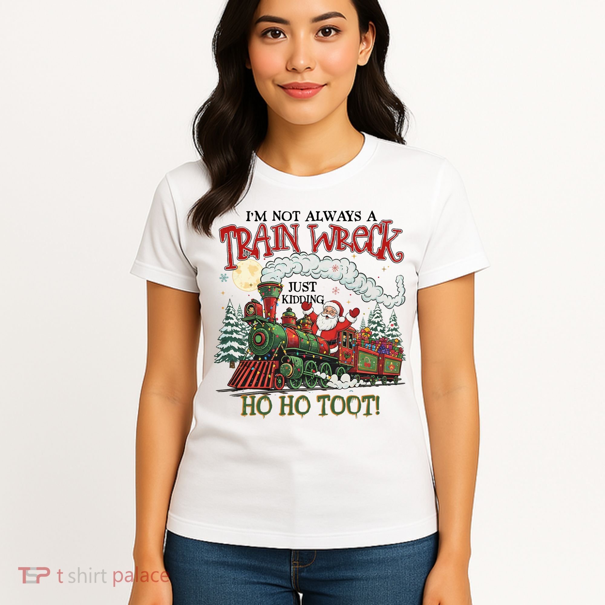 Not Always A Train Wreck Christmas Funny Santa Women's T-Shirt