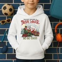 Not Always A Train Wreck Christmas Funny Santa Kids Hoodie thumb 2