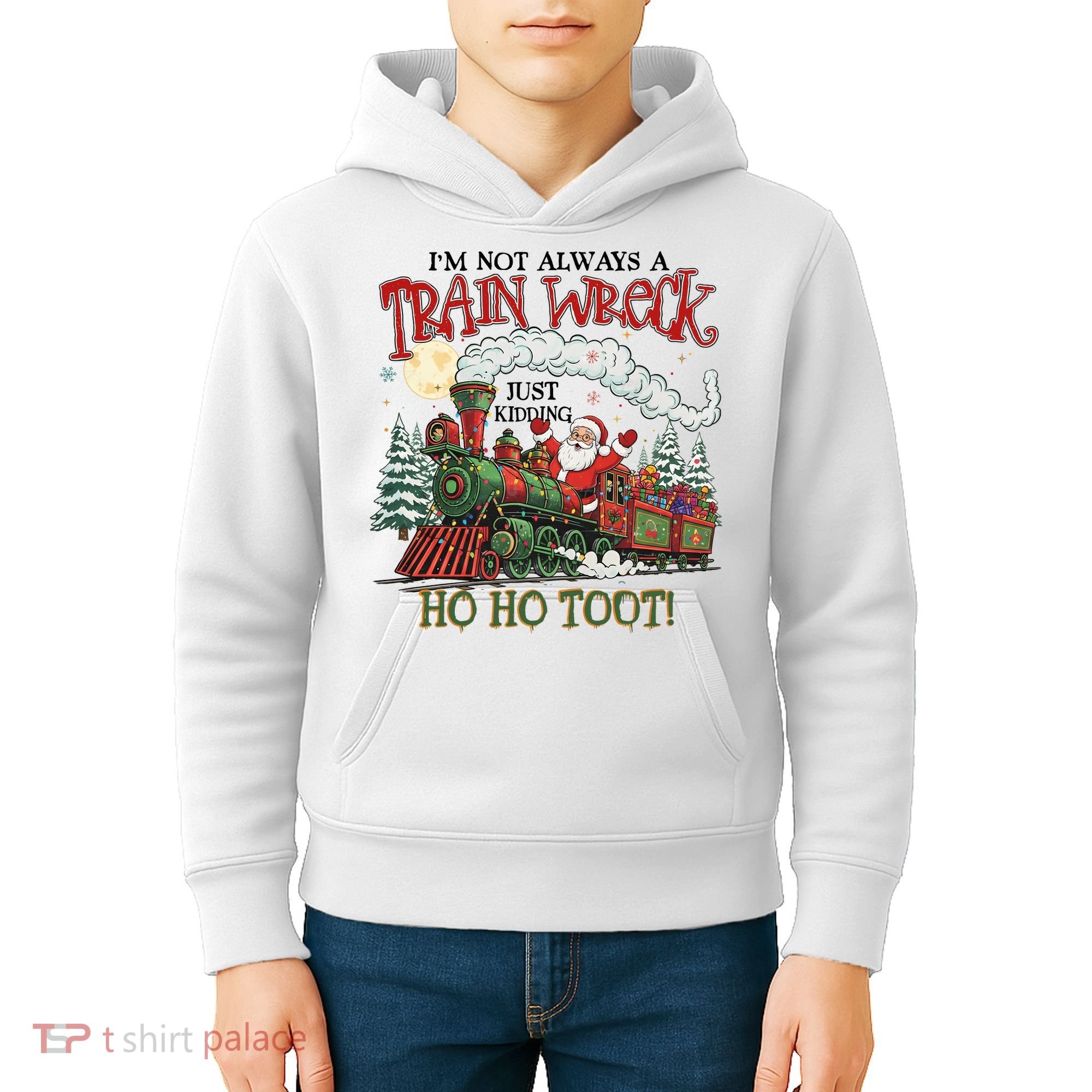 Not Always A Train Wreck Christmas Funny Santa Kids Hoodie